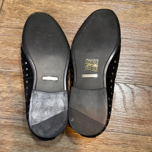 ALDO Mens Black Suede Star‎ Perforated Slip On Loafers Size 8 Dress Shoes - Picture 12 of 12